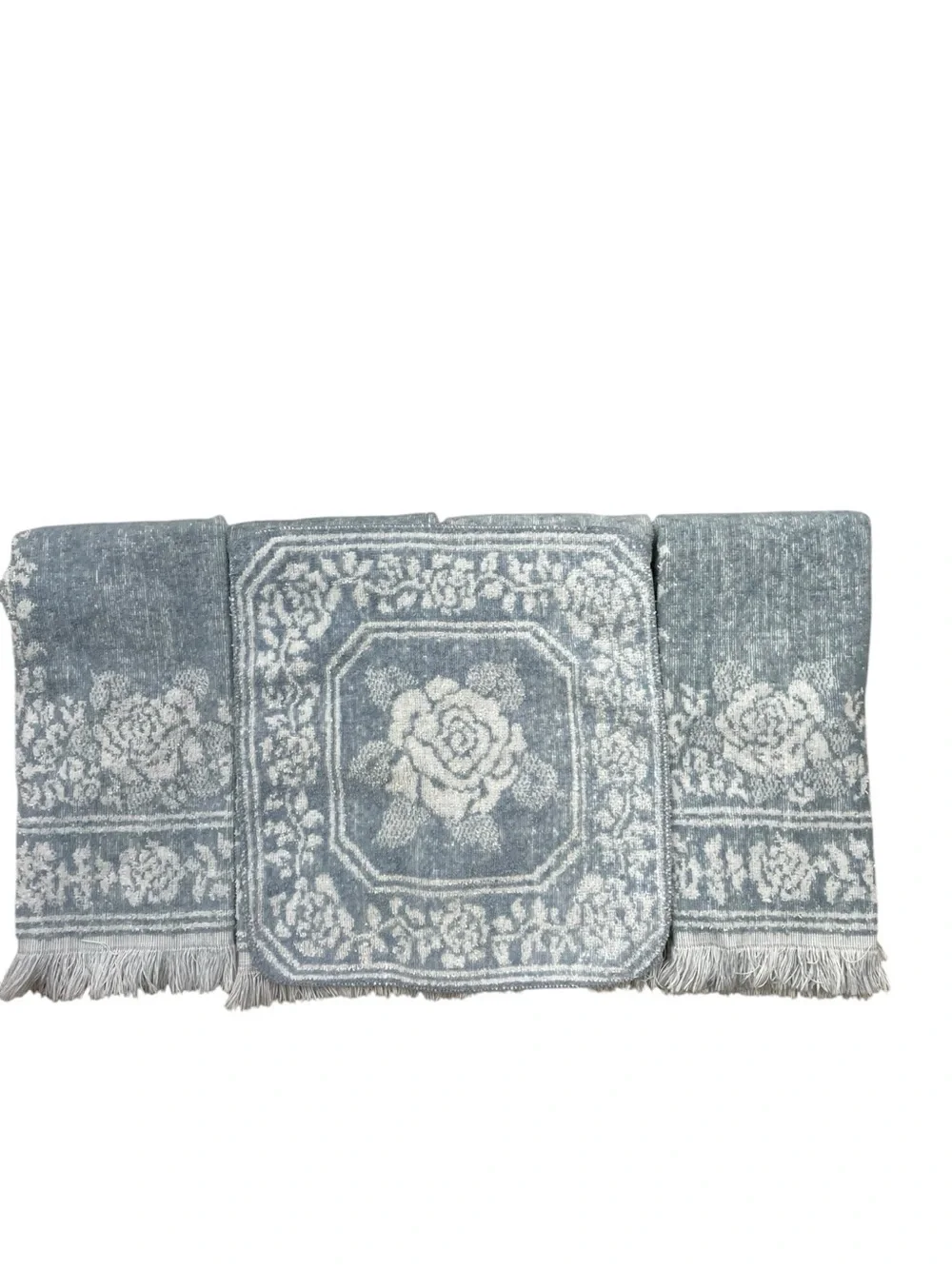 Vintage Cannon Hand Towel Set (4) + Washcloth | Blue Floral Bath
